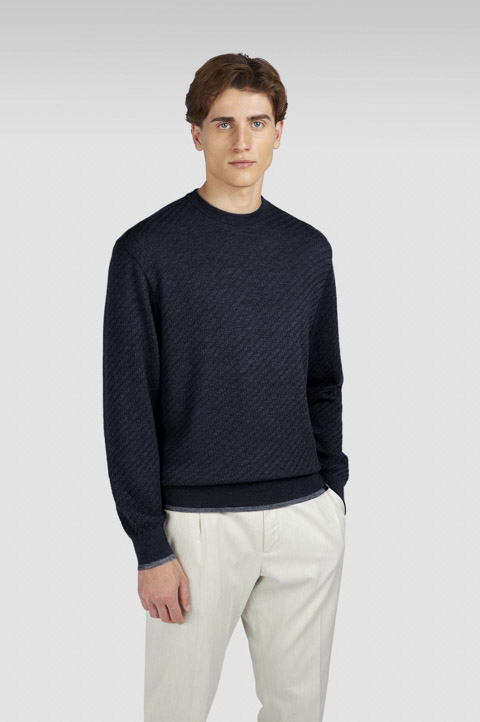 Pull &agrave; col rond en laine Merino extrafine