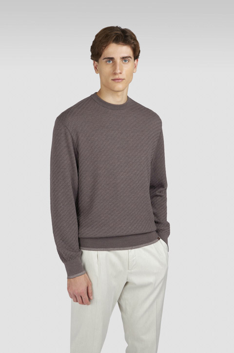 Suéter de cuello redondo en lana Merino extrafina