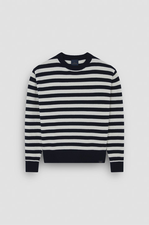 Свитер с круглым вырезом из Re-Wool с полосатым узором