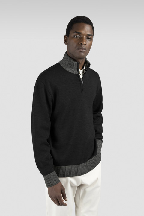 Halbreißverschluss Pullover aus Soft Cool Touch Wolle