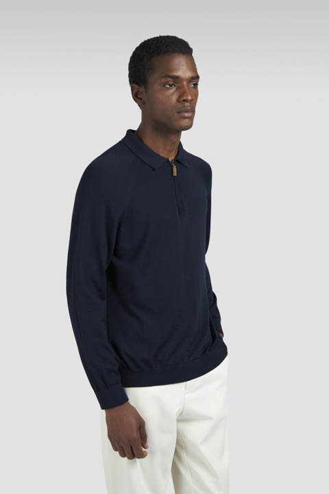 Zipped wool cashmere polo shirt Zipped wool cashmere polo shirt