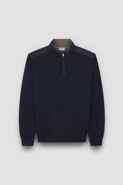 Maglia mezza zip in lana Merino Extrafine