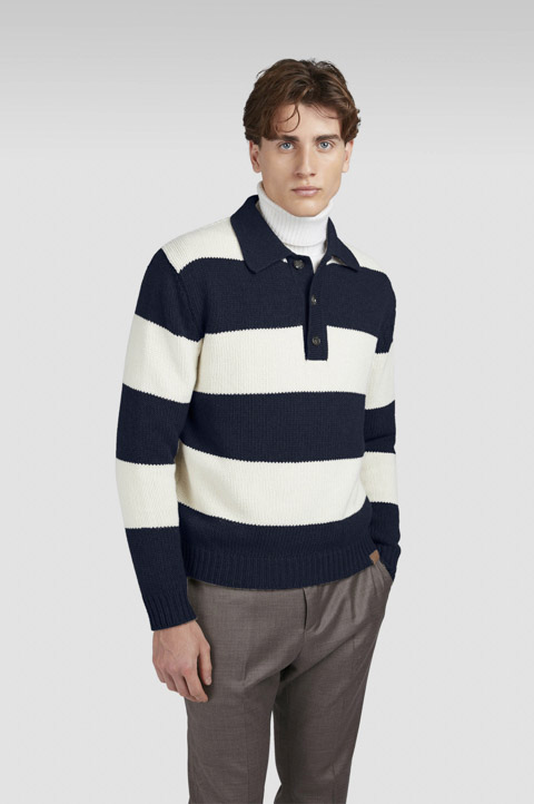 Striped Re-Wool polo shirt