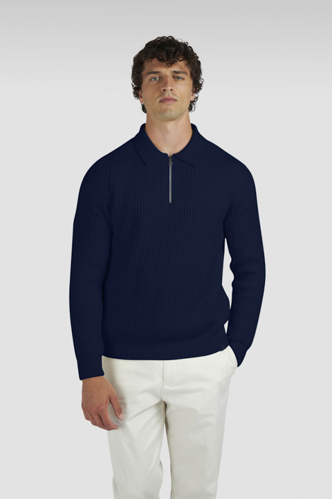 Zipped Re-Wool polo shirt