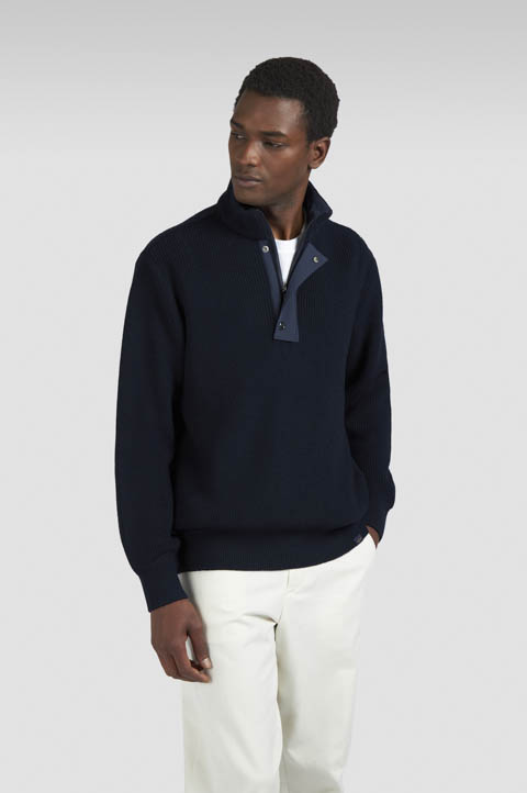 Bio Viscose half zip sweater with Typhoon® details Bio Viscose half zip sweater with Typhoon® details