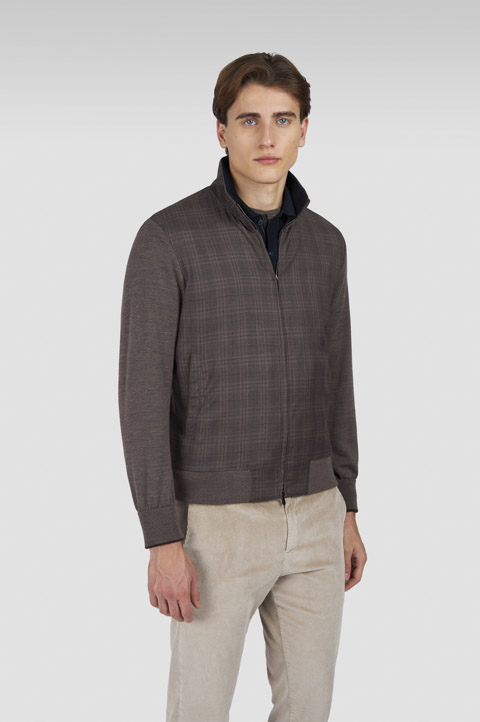Merino Extrafine wool hybrid zip-up Sweater