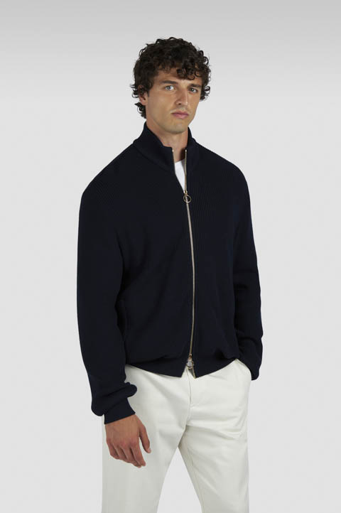 Zip-up cardigan in Tech Wool