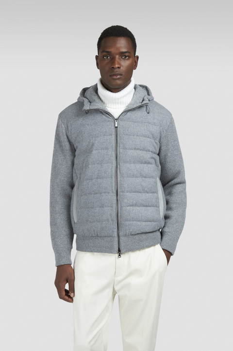 Hybrid zip-up cardigan in wool, cashmere, and Re-Wool Hybrid zip-up cardigan in wool, cashmere, and Re-Wool
