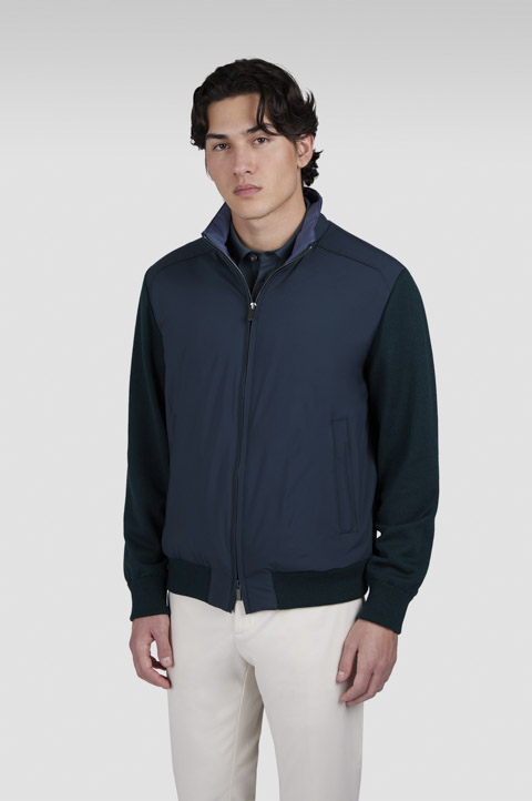 Hybrid zip-up sweater in Soft Cool Touch wool and Typhoon® Platinum Hybrid zip-up sweater in Soft Cool Touch wool and Typhoon® Platinum
