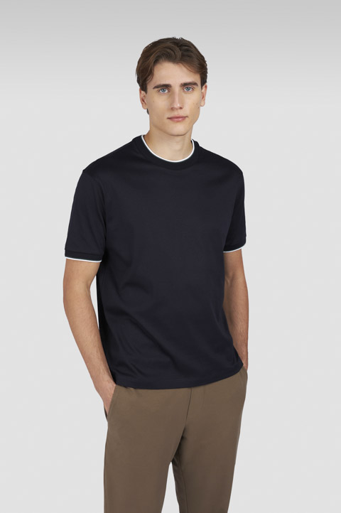 Cami seta X-Soft de algodón Interlock con perfiles a contraste