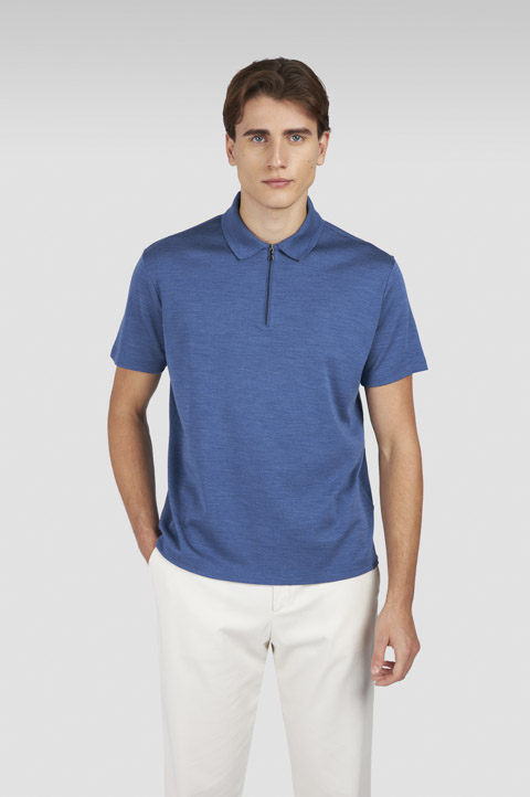 Wool and silk Polo Shirt with zip Wool and silk Polo Shirt with zip