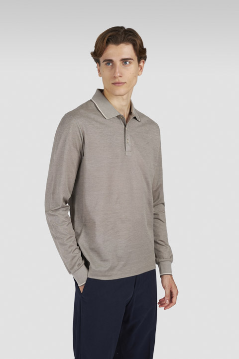 Two-tone piqué cotton polo shirt with Shark Fin embroidery Two-tone piqué cotton polo shirt with Shark Fin embroidery