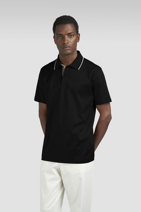 Aqua Touch cotton polo shirt with micro pattern detail on the collar