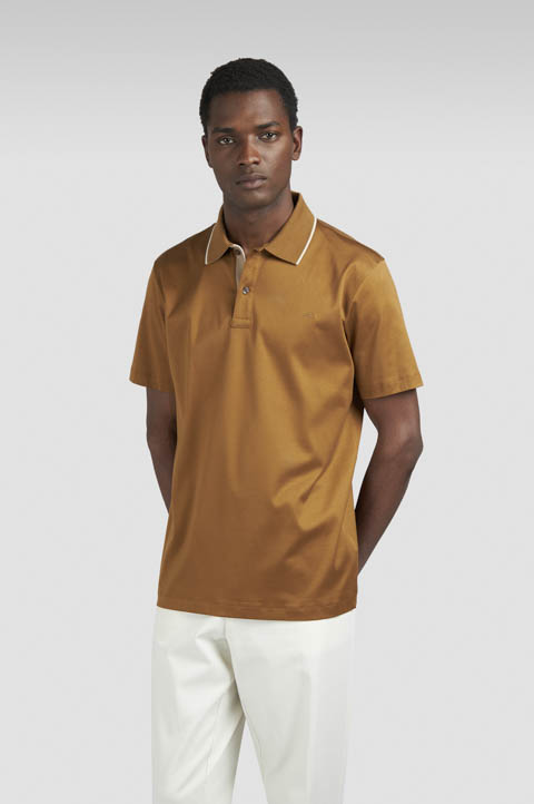 Aqua Touch cotton polo shirt with micro pattern detail on the collar