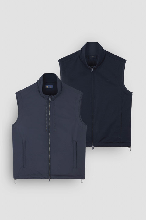 Chaleco reversible de lana, seda y microfibra