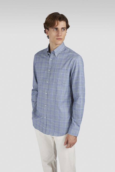 X-Soft cotton shirt with checkered pattern