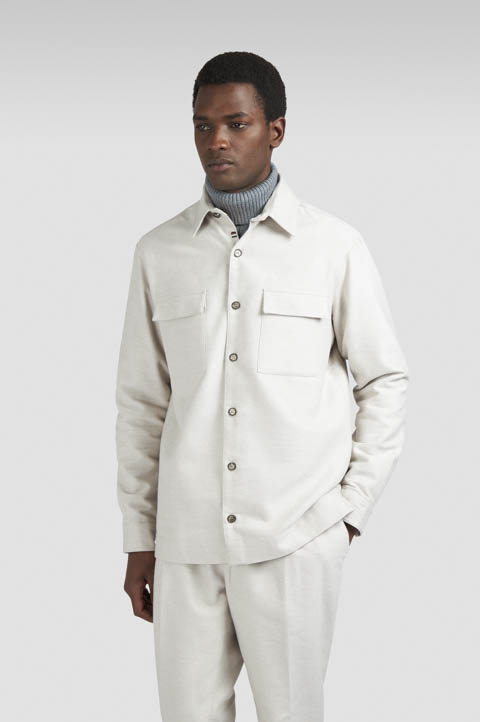 cotton cashmere overshirt with Shark fin embroidery cotton cashmere overshirt with Shark fin embroidery