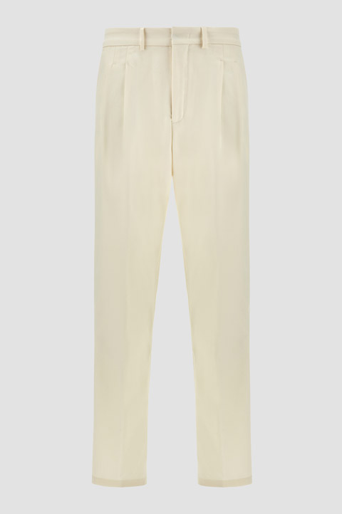 Wool and cotton trousers with double pleats