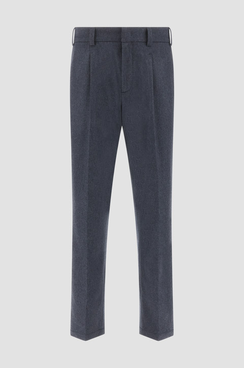 Wide-leg flannel trousers