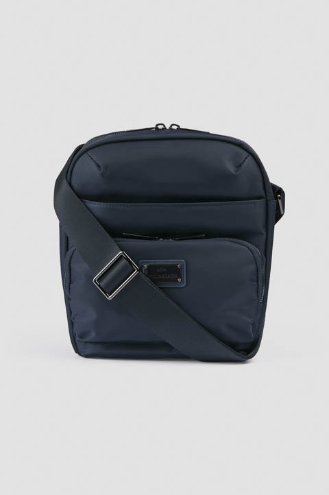 Borsa a tracolla in nylon con finiture in pelle Borsa a tracolla in nylon con finiture in pelle