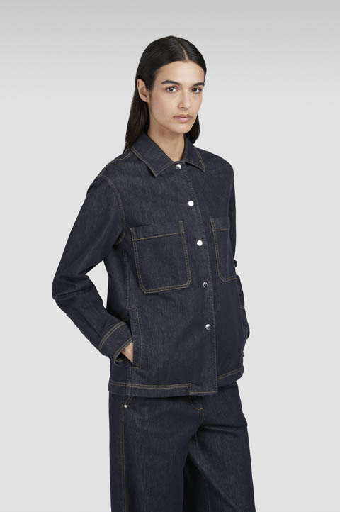 Stretch-Overshirt aus Baumwolle im Denim-Look Stretch-Overshirt aus Baumwolle im Denim-Look
