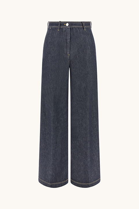 Pantalones de algod&oacute;n el&aacute;stico con efecto denim