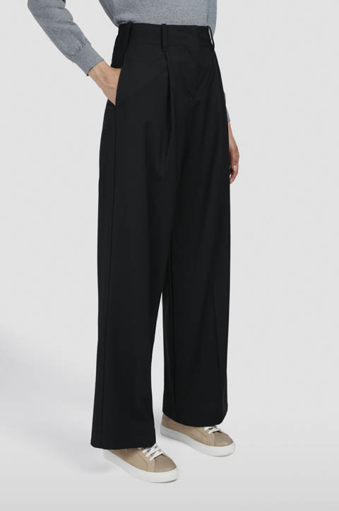 Weitbeinige Hose aus Stretch-Wolle Weitbeinige Hose aus Stretch-Wolle