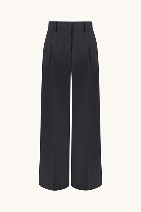 Pantalones de pierna ancha en lana el&aacute;stica