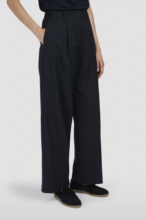 Weitbeinige Hose aus Stretch-Wolle Weitbeinige Hose aus Stretch-Wolle