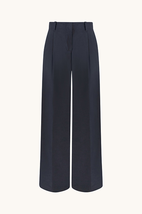 Wool stretch wide leg trousers