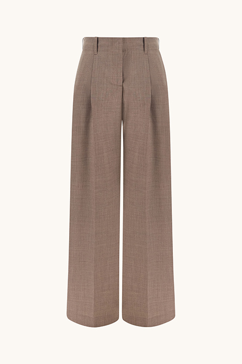 Pantalones de pierna ancha en lana el&aacute;stica