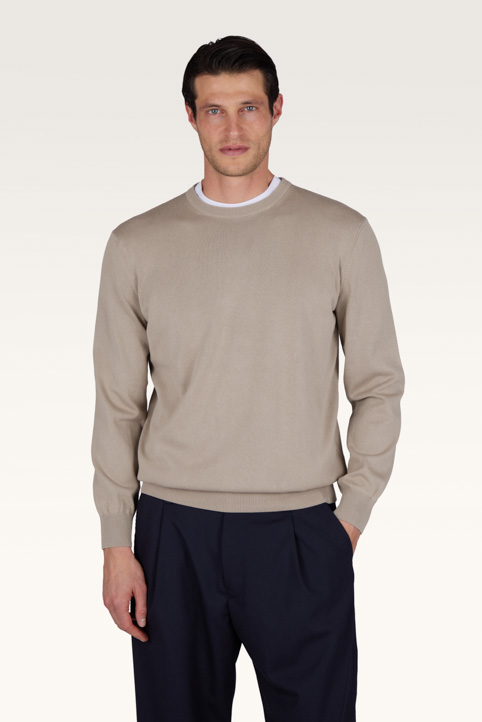 Jersey de cuello redondo de algod&oacute;n Pima te&ntilde;ido en prenda