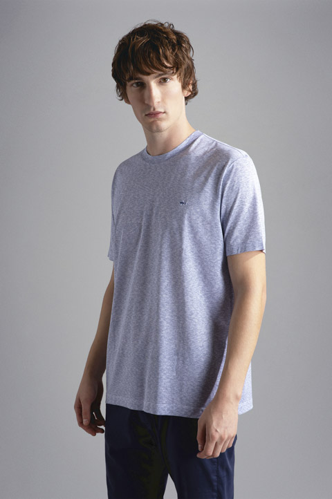 Cotton e silk T-shirt with Shark embroidery Cotton e silk T-shirt with Shark embroidery