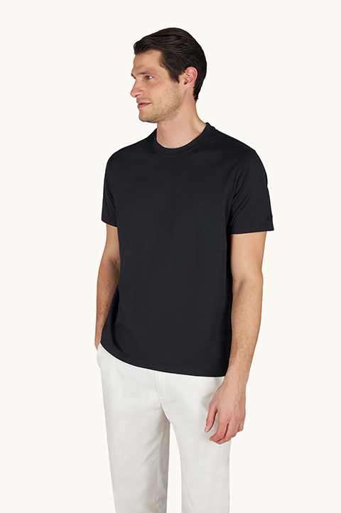 T-Shirt in Light Jersey di cotone tinto capo