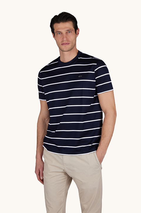 Perl&eacute; cotton T-Shirt with striped pattern
