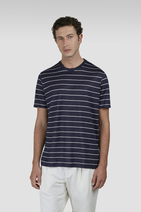 Camiseta de jersey de lino con diseño de rayas