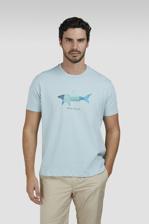 Camiseta de jersey de algodón con estampado de tiburón