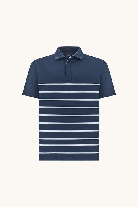 Poloshirt aus Baumwoll Piqu&eacute; mit Streifenmuster