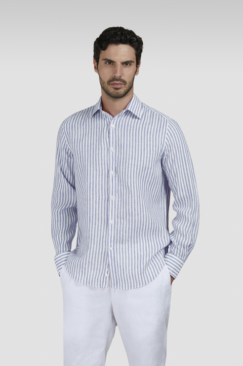 Leinenhemd mit französischem Kragen