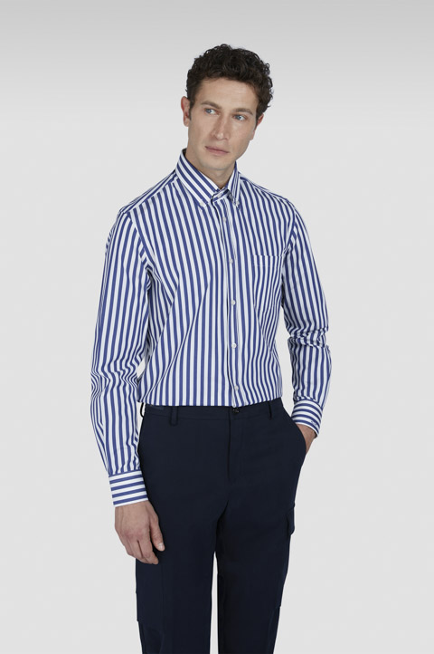 Soft Touch Baumwollpopeline-Hemd mit Streifenmuster