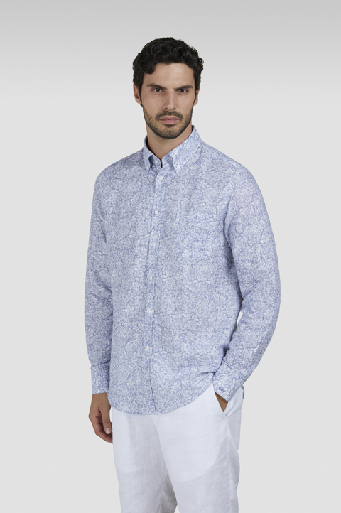Hemd aus Leinen und Baumwolle mit Liberty-Print