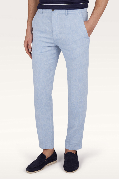 Linen chino pants with drawstring