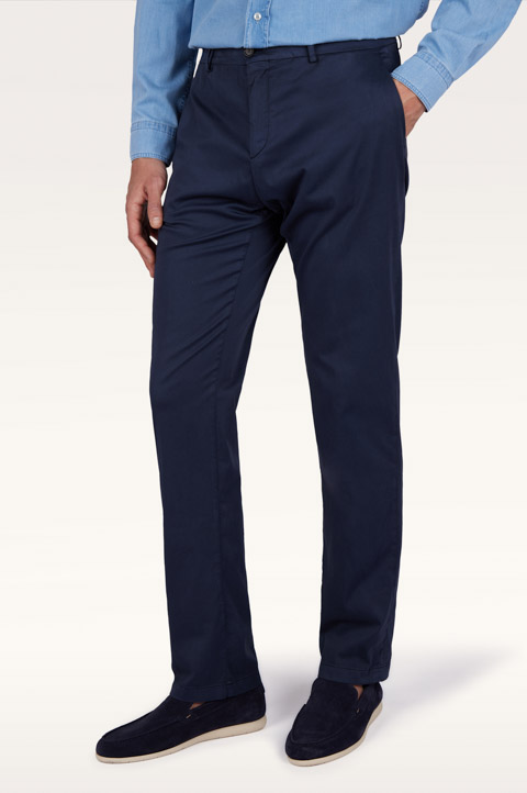 Pantalone Chino in seta e cotone stretch