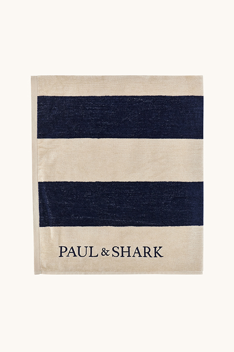 Gestreiftes Strandtuch mit Stickerei