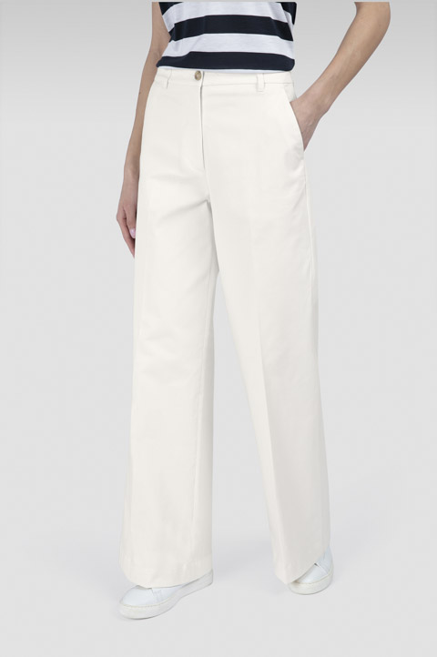 Wide-leg trousers in stretch cotton twill Wide-leg trousers in stretch cotton twill