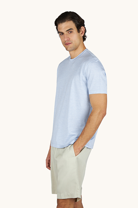 Silk and cotton T-Shirt with micro stripe pattern