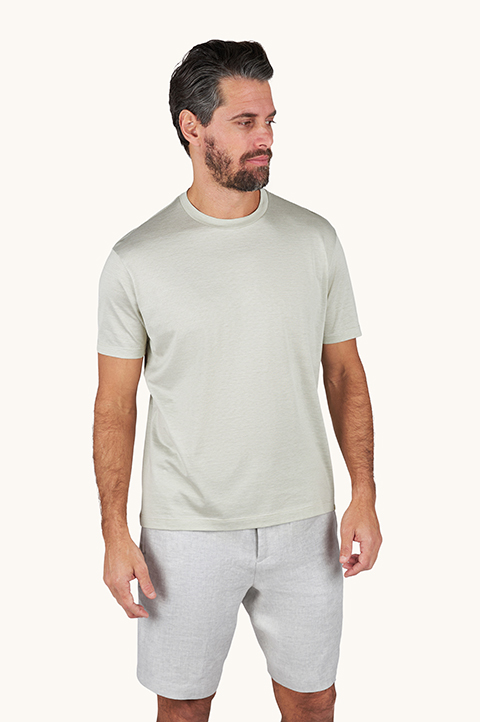 Silk and cotton T-Shirt with micro stripe pattern