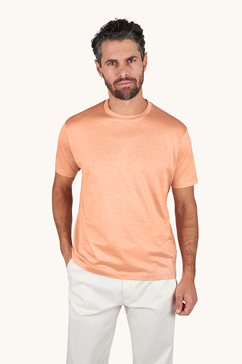 Silk and cotton T-Shirt with micro stripe pattern