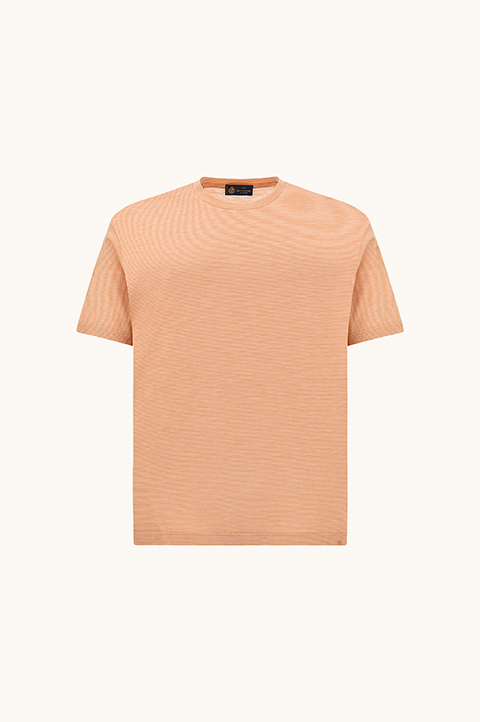 Silk and cotton T-Shirt with micro stripe pattern