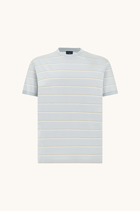 T-shirt en jersey de coton double merceris&eacute; avec motif &agrave; rayures